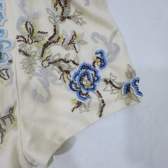 Mac Duggal Embellished Strapless Romper Size 2 Ivory Blue Beaded Floral Mini NWT - Picture 10 of 15